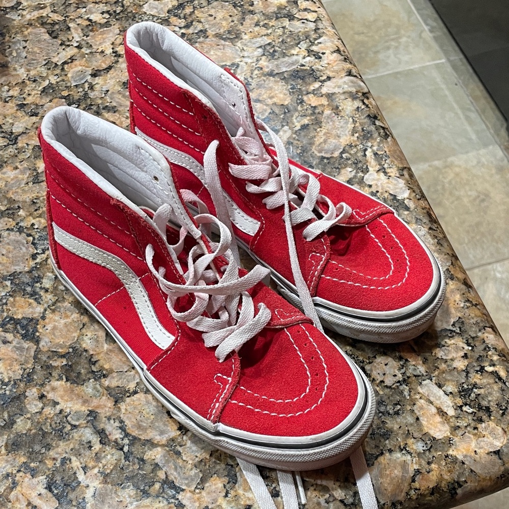 Vans Red High-Top Sneakers with White Accents